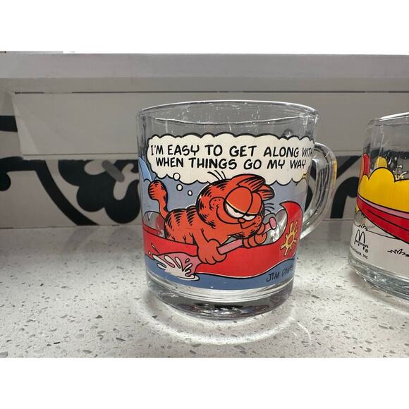 Vintage Set of 4 1978 McDonalds Garfield Odie Glass Coffee Mugs Cups Jim Davis - Picture 5 of 9
